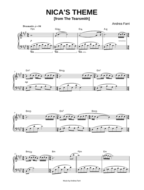 Nica's Theme [from The Tearsmith] - Andrea Farri (Piano)
