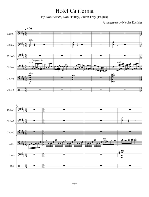 Hotel California (Arr. Nicolas Routhier) - Eagles (Small Ensemble)