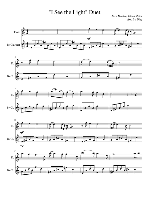 "I See The Light" Flute/Clarinet Duet