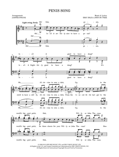 Penis Song (Not The Noel Coward Song) (Arr. Jasper Swank) - Monty Python (Barbershop Quartet)