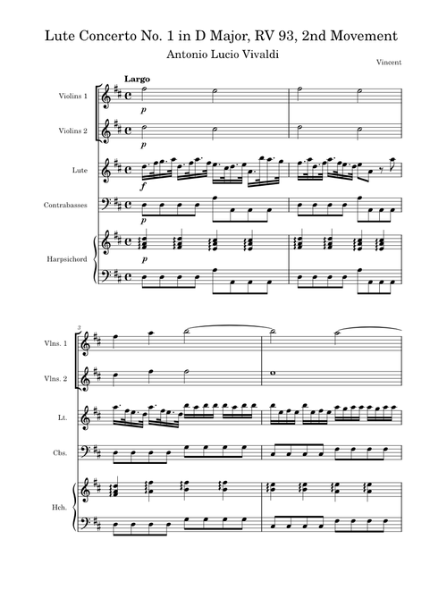 Vivaldi - Lute Concerto No. 1 in D Major, RV 93, 2nd Movement