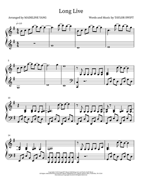 Long Live (Arr. Madeline Yang) - Taylor Swift (Piano Solo)