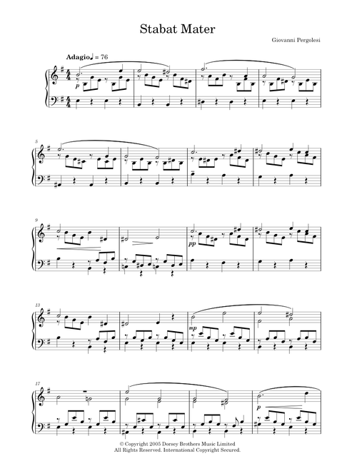 Stabat Mater - Giovanni Battista Pergolesi (Piano Solo)