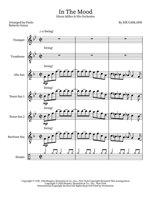 In The Mood (Arr. Paulo Roberto Souza) - Glenn Miller & His Orchestra (Small Ensemble)