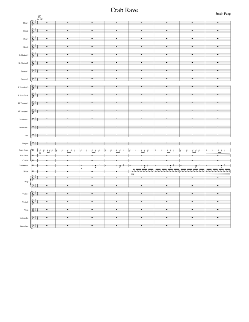 Crab Rave [WIP] Sheet Music for Trombone, Tuba, Tambourine, Flute ...