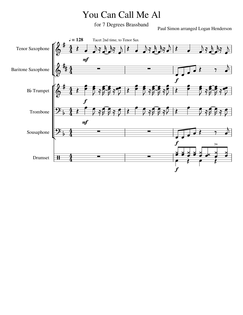 You Can Call Me Al Sheet music for Trombone, Saxophone tenor, Saxophone
