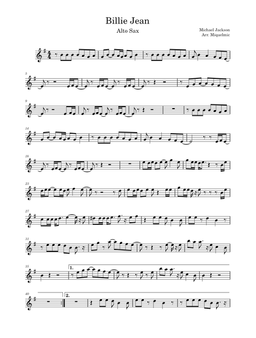 Billie jean – Michael Jackson Billie Jean - Alto Sax Cover