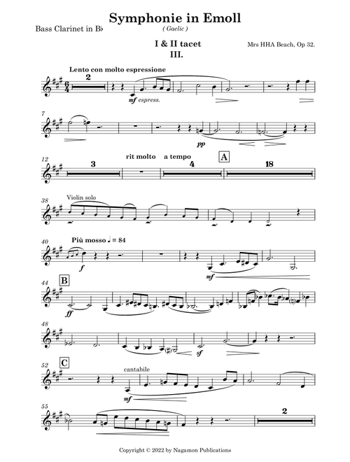 Symphony in E minor - Gaelic (Arr. Steven Nunes) - Amy Beach (Clarinet Solo)