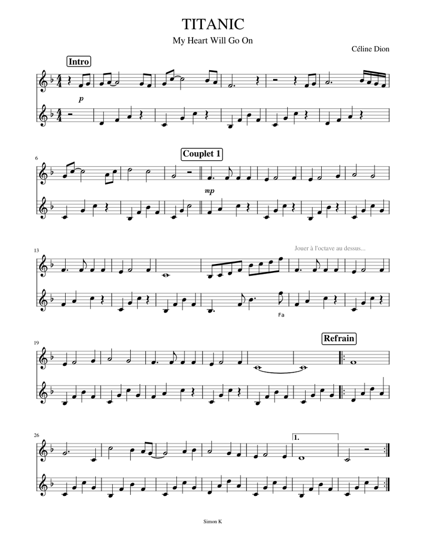 TITANIC A trumpet duet Sheet music for Trumpet in bflat (Solo