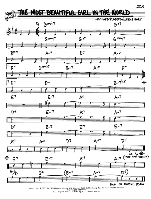 The Most Beautiful Girl In The World - Rodgers & Hart (Real Book - Melody-Chords)