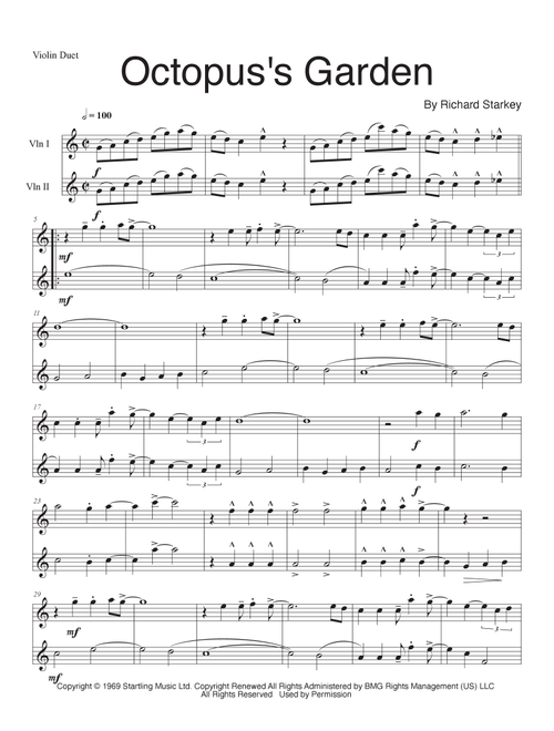 Octopus's Garden (Arr. P. R. Frederick) - The Beatles (Violin Duet)