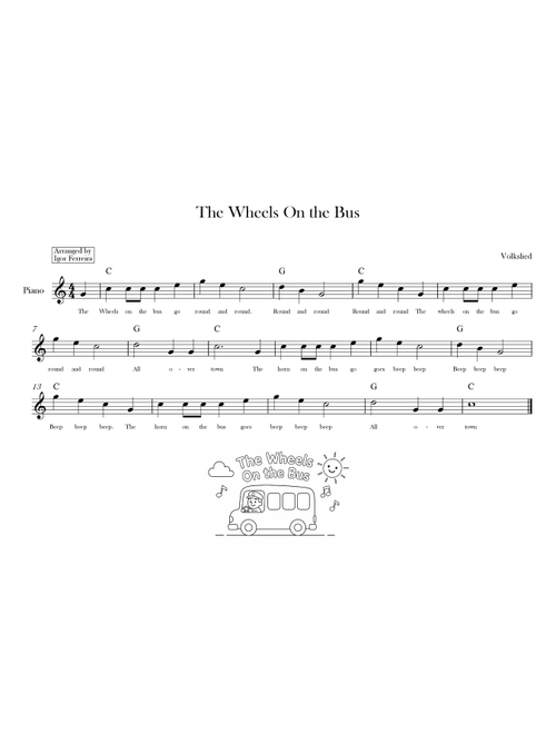 The Wheels On the Bus (Arr. Igor Ferreira) - Verna Hills (Piano Chords-Lyrics)