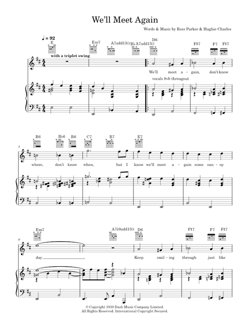 We'll Meet Again - Katherine Jenkins, Vera Lynn (Piano-Vocal-Guitar)