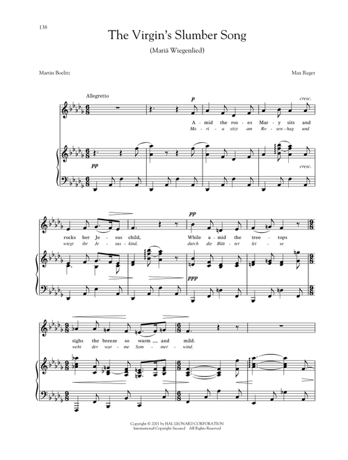 Mariä Wiegenlied (The Virgin's Slumber Song) (Reger) (Arr. Joan Frey Boytim) - Max Reger (Piano Vocal)