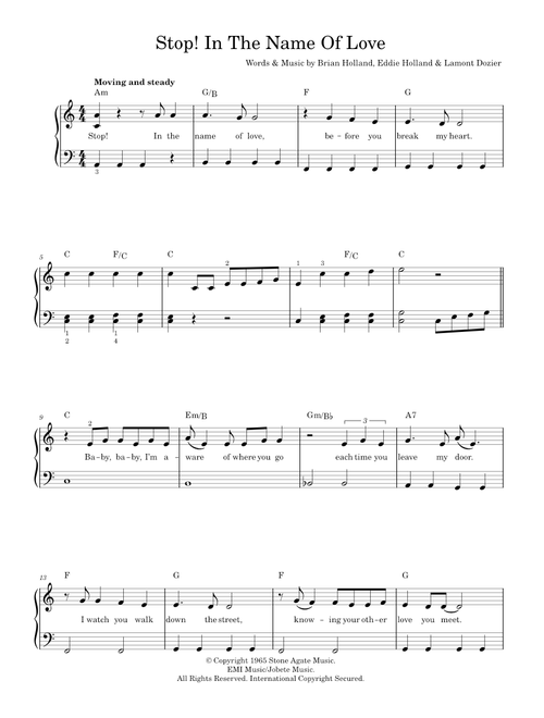 Stop in the name of love - The Supremes (Easy Piano)