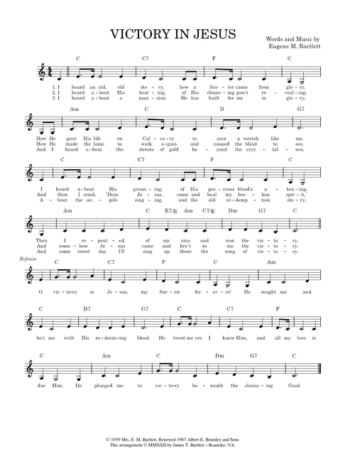 Victory In Jesus [lead sheet - C]