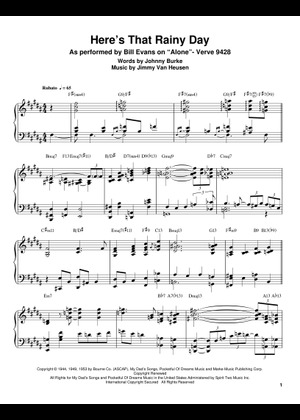 Play Official version of Here's that rainy day Sheet Music by