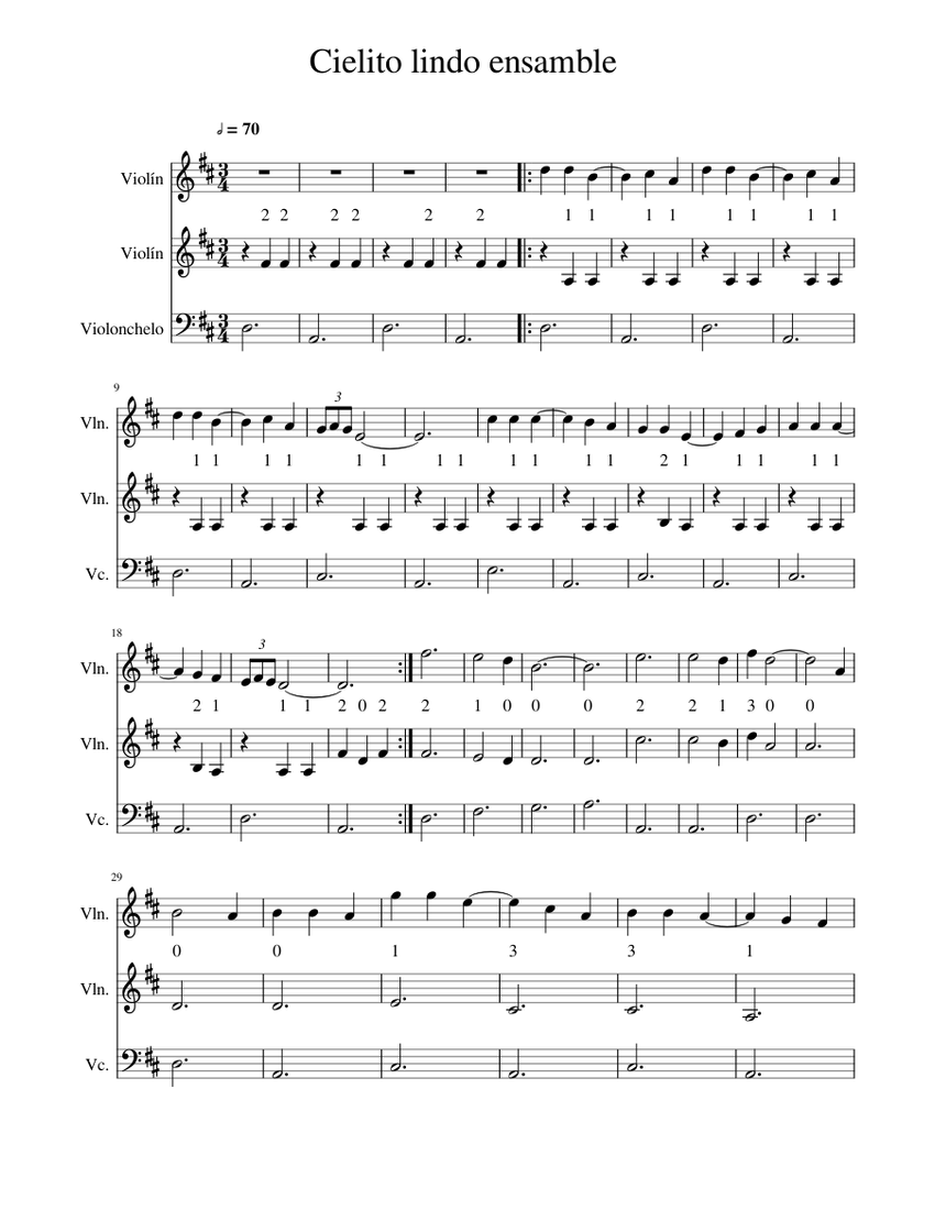 Cielito lindo ensamble Sheet music for Violin, Cello (Mixed Trio ...
