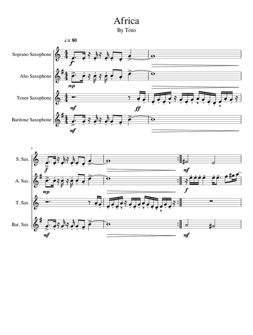 Africa - Toto Sax Quartet