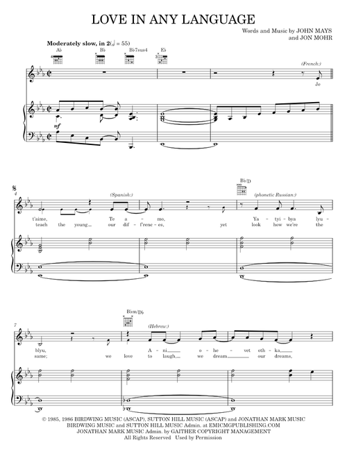 Love in any language - Sandi Patty (Piano-Vocal-Guitar)