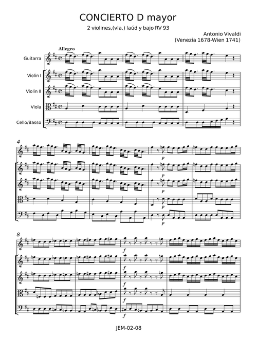 Chamber Concerto in D major, RV 93 - Antonio Vivaldi