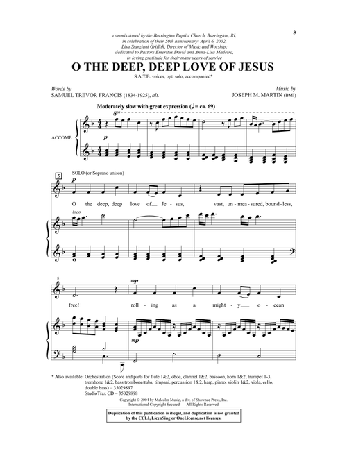 O The Deep, Deep Love Of Jesus - Samuel Trevor Francis (Choral, SATB)