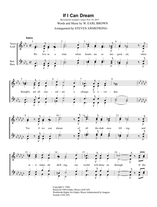 If I Can Dream (Arr. Steven Armstrong) - Elvis Presley (Choral, SSAA)