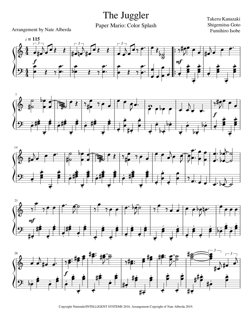 pasado Bolsa Bibliografía The Juggler Sheet music for Piano (Solo) | Musescore.com