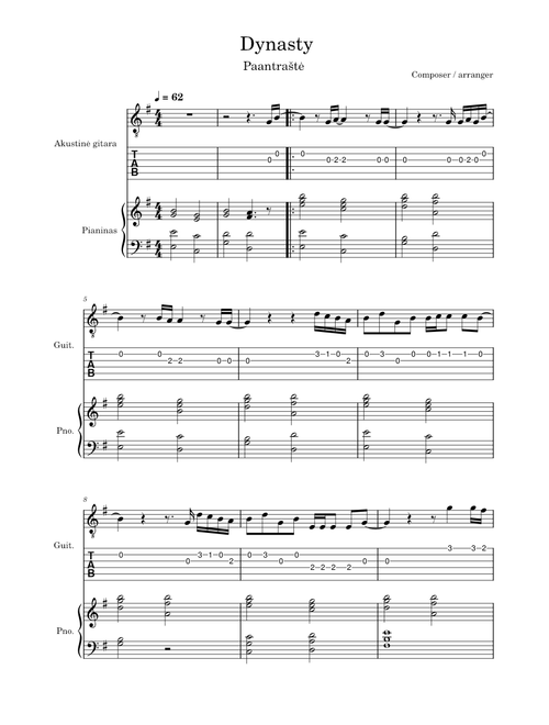 Dynasty – Miia Dynasty piano and guitar