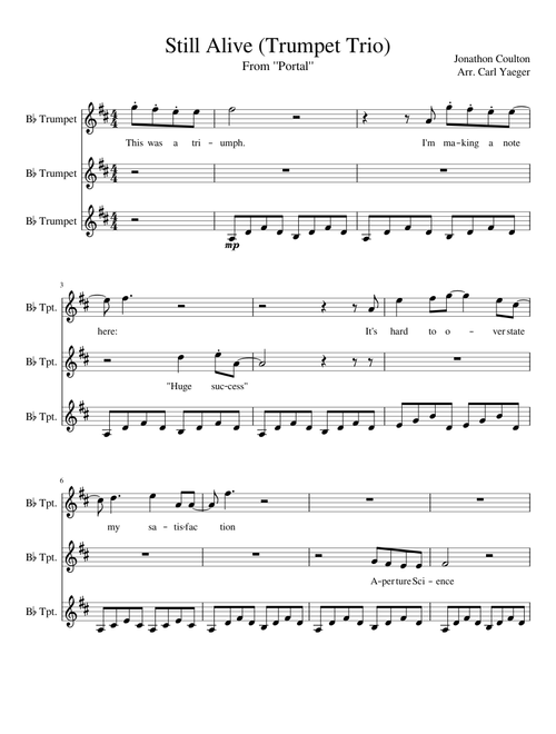 Portal "Still Alive" Trumpet Trio