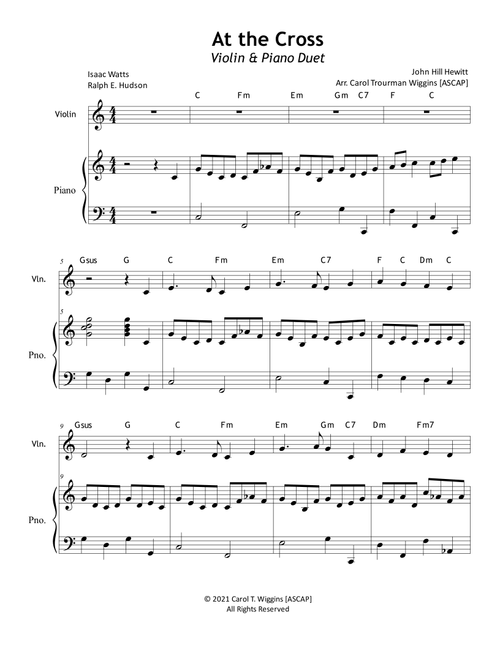 At the Cross (Violin & Piano) (Arr. Carol Troutman Wiggins) - Isaac Watts, Ralph Hudson, John Hewett (Violin and Piano)