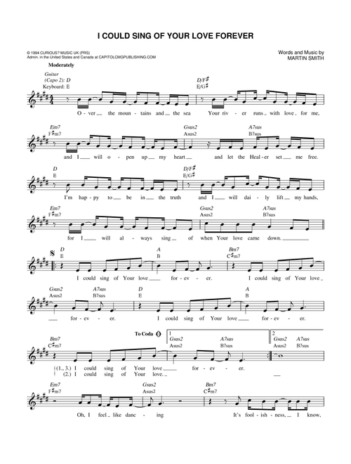 I Could Sing Of Your Love Forever - Passion, Delirious? (Lead Sheet - Fake Book)