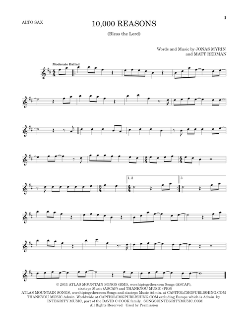 10,000 Reasons (Bless The Lord) - Matt Redman (Alto Sax Solo)