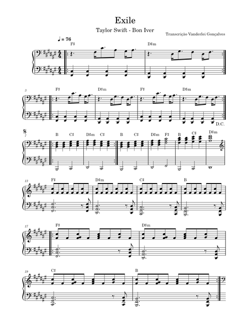 exile (feat. Bon Iver) - Taylor Swift (Partitura Cifra)