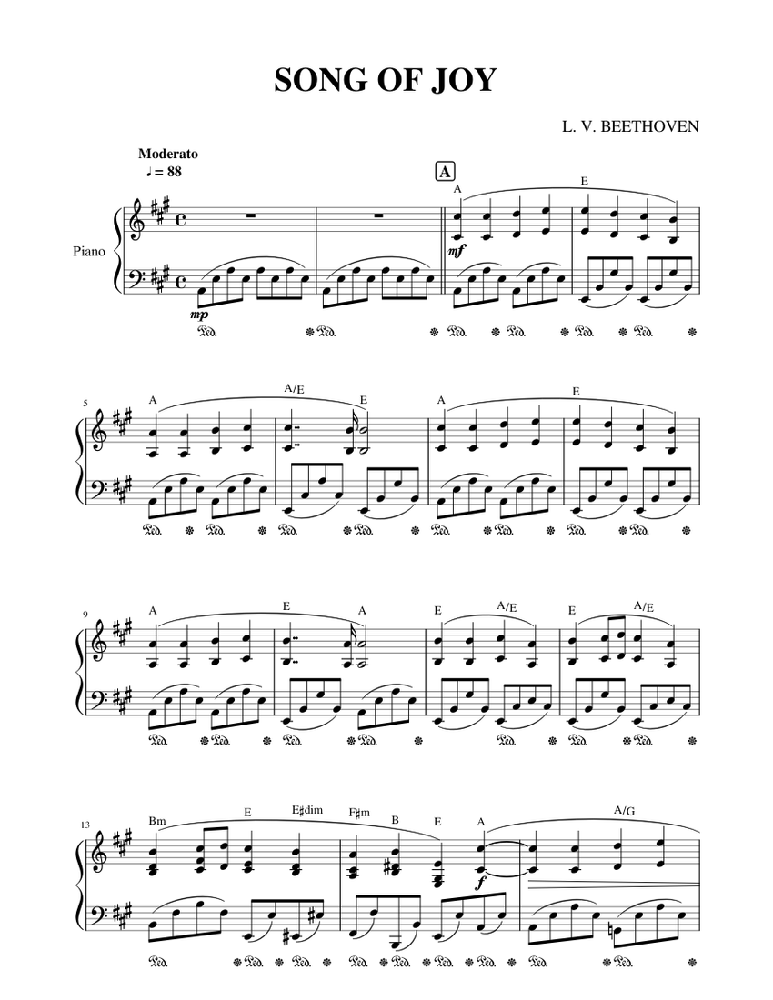 SONG OF JOY Sheet Music with Chords for Piano (Solo) MuseScore com