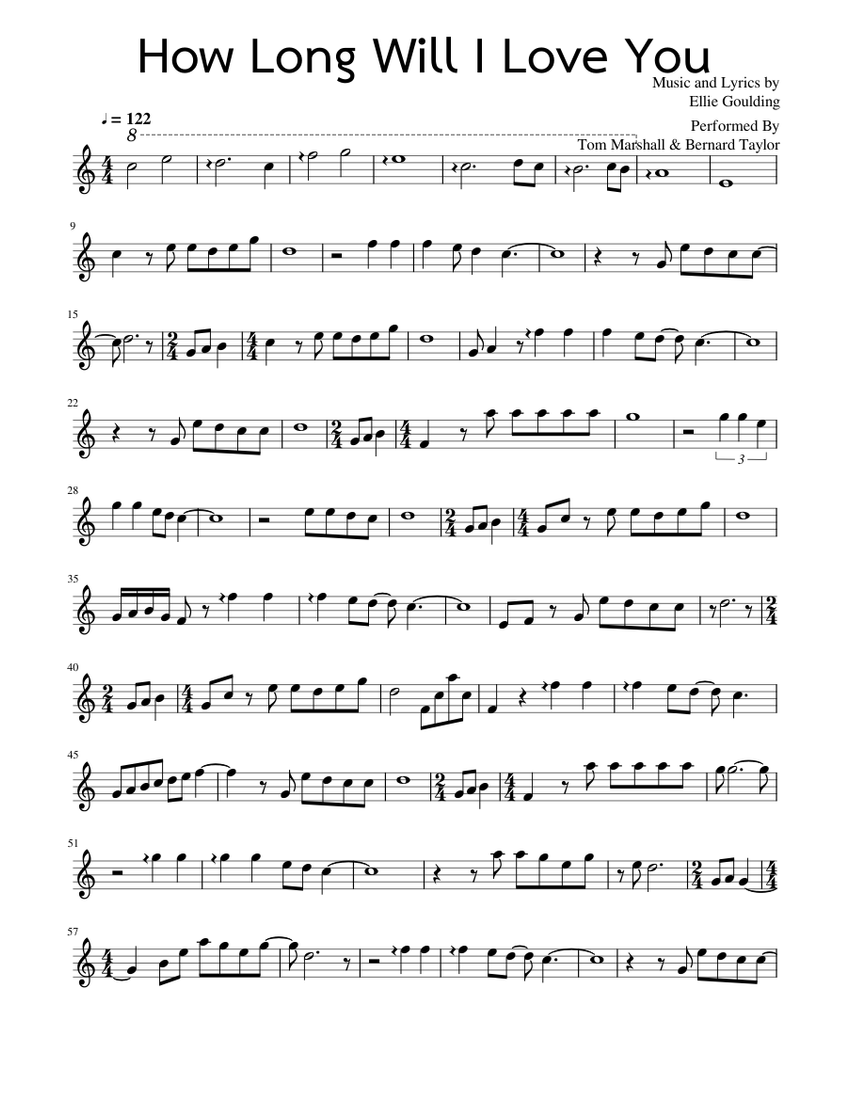 HOW LONG WILL I LOVE YOU VIOLIN V2 Sheet music for Piano (Solo 