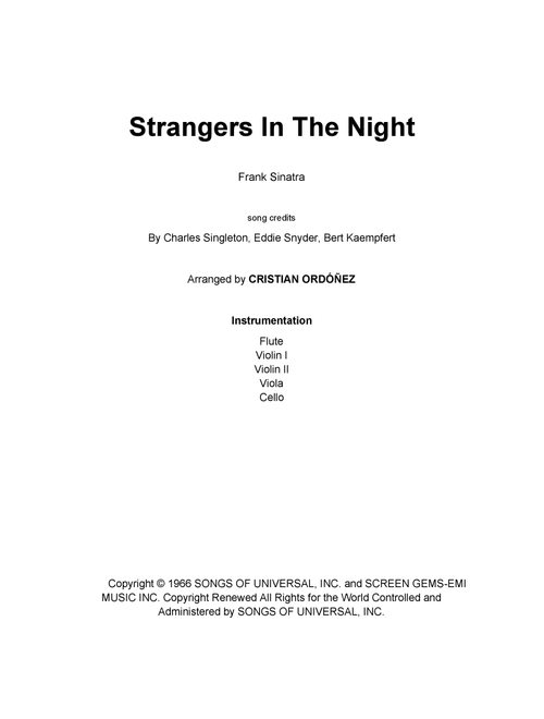Strangers In The Night (Arr. Cristian Ordonez) - Frank Sinatra (Small Ensemble)