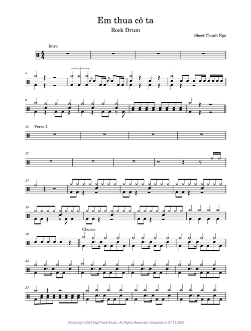 Em thua cô ta Drum sheet Ngo Thanh – NgoThanh-Music