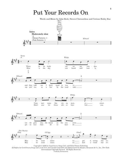 Put Your Records On - Corinne Bailey Rae (Easy Guitar)