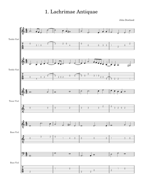 Lachrymae – John Dowland (for begginer viol consort)