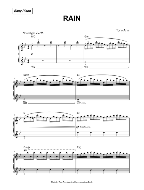 Rain - Tony Ann (Easy Piano)