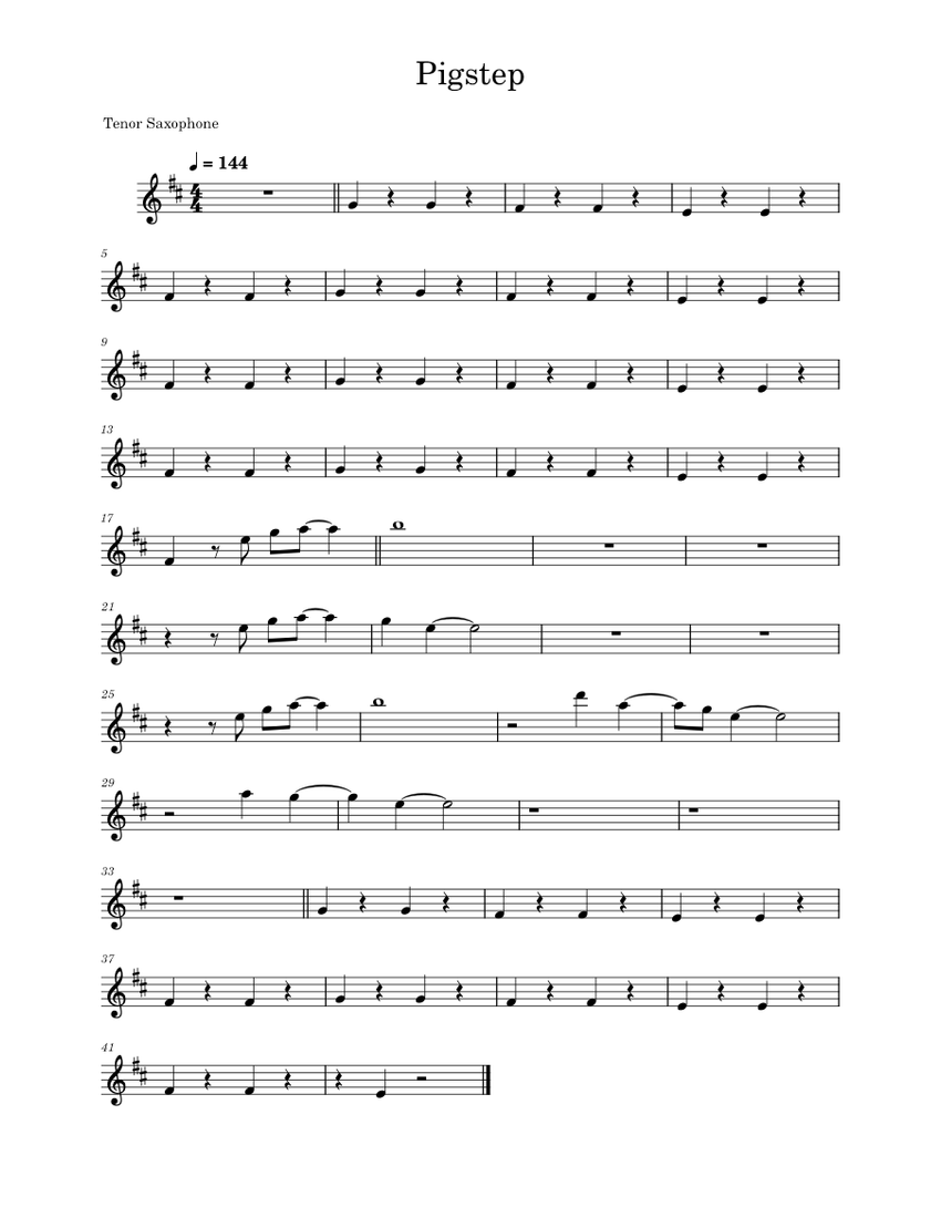 Pigstep Notes Pigstep - Lena Raine (Tenor Saxophone) Sheet Music for Saxophone tenor ...