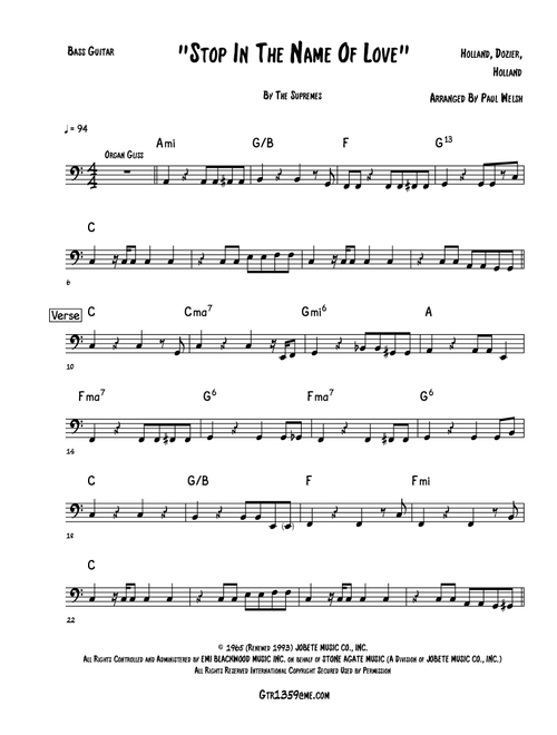 Stop! In The Name Of Love (Arr. P Welsh) - The Supremes (Cover Band)