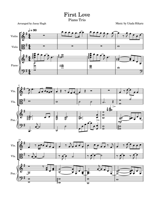 First Love (Arr. Jacey Hagh) - Hikaru Utada (Instrumental Duet and Piano)