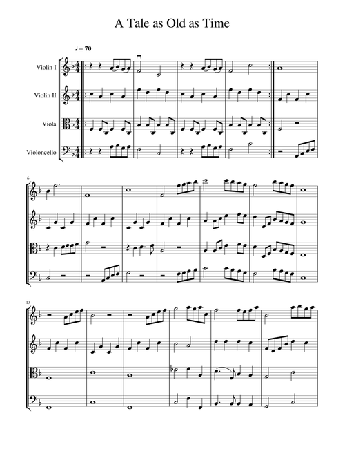 A Tale as Old as Time String Quartet Rearranged