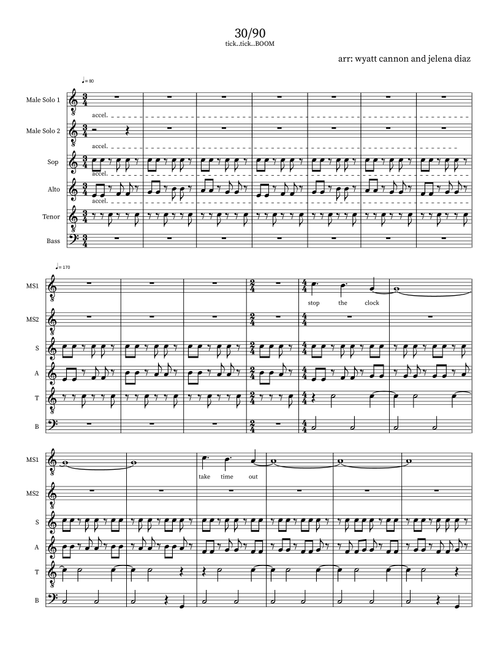 30/90 (Arr. Wyatt Cannon and Jelena Diaz) - Jonathan Larson (Choral, SATB)