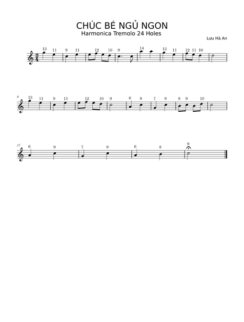 Chúc bé ngủ ngon - Lưu Hà An (for Harmonica Tremolo 24 holes)