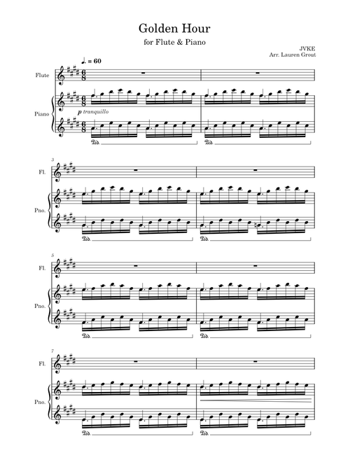 Golden Hour – JVKE Golden Hour for Flute & Piano