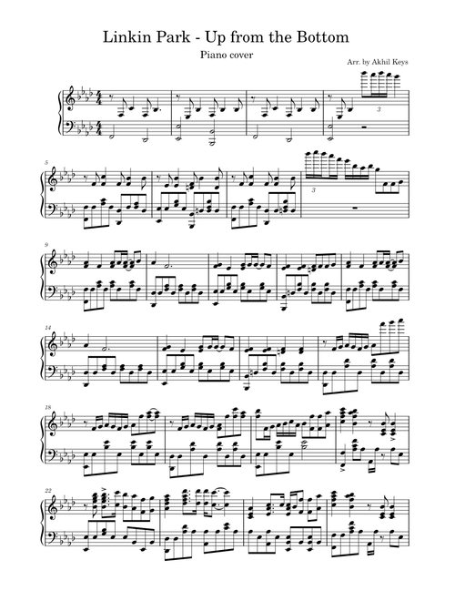 Up From the Bottom – Linkin Park(Piano arr)