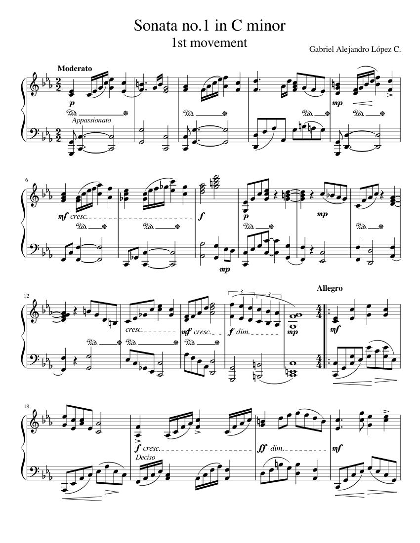 Sonata in C minor (WIP) Sheet Music for Piano (Solo) | MuseScore.com